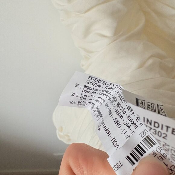 Zara Draped Linen Blend Ruched Mini Dress Ecru White Size Small - Picture 10 of 10